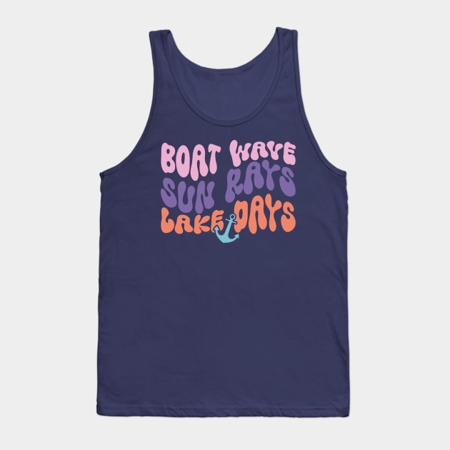 Boat Wave Sun Rays Lake Days Tank Top by KayBee Gift Shop